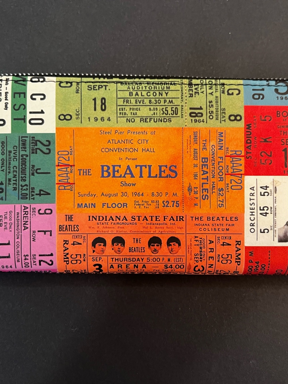 The Beatles Colorful Ticket Print Zip Wallet Case with Black Plaque - Picture 2 of 5